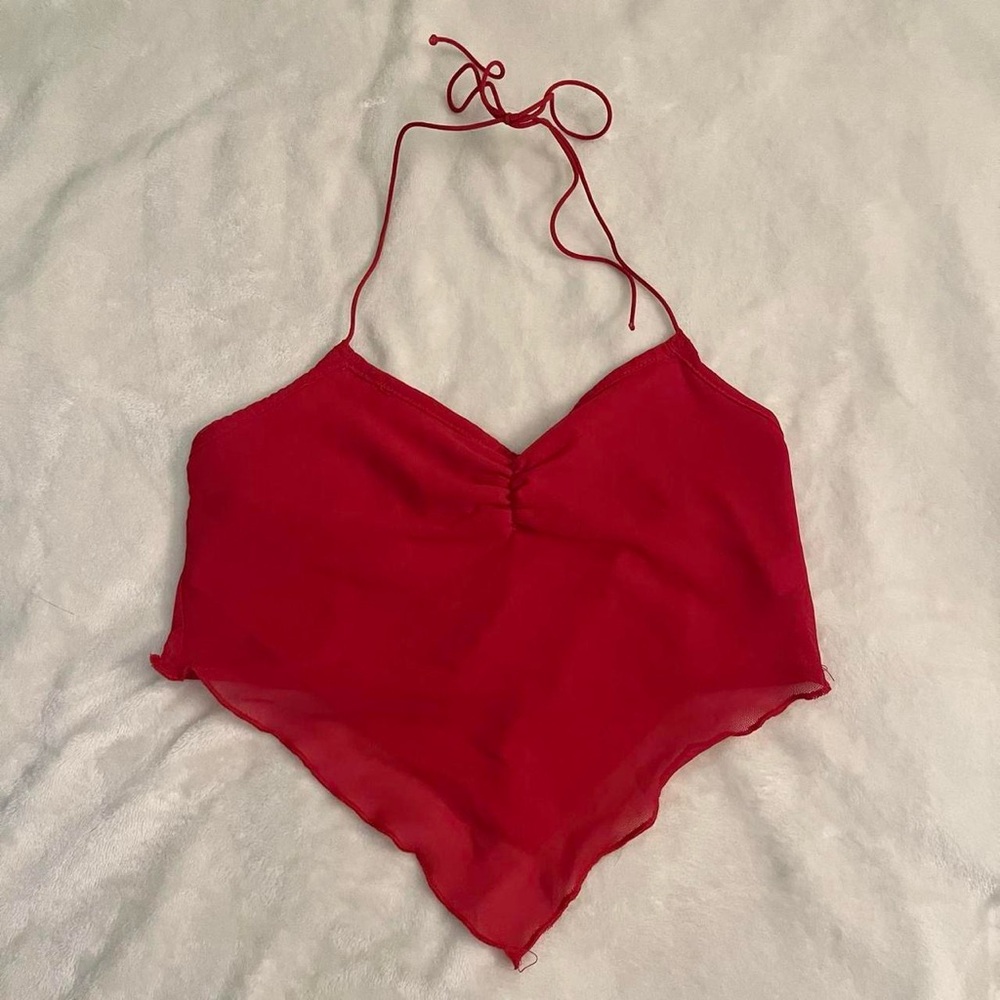 red halter crop top